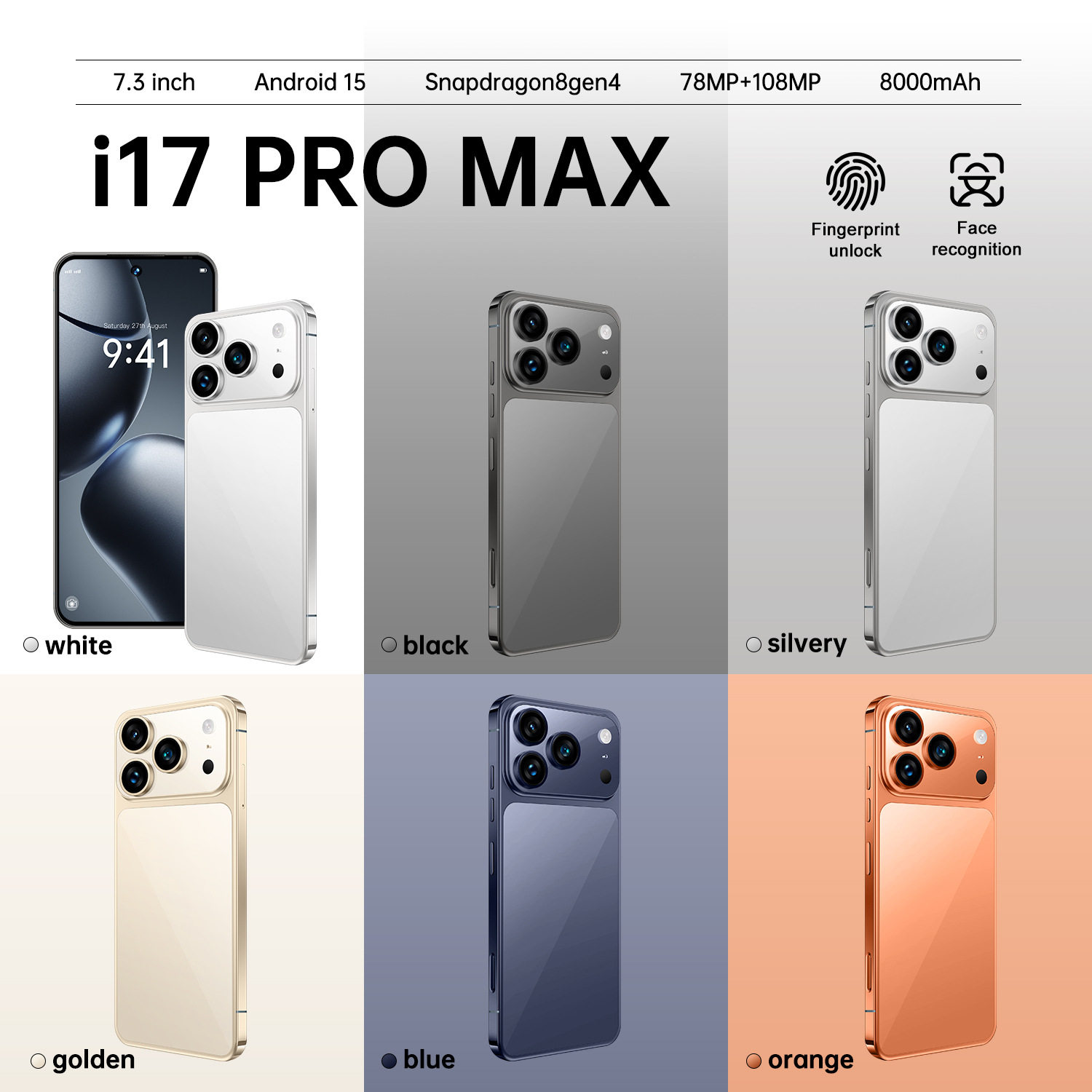 跨境TK爆款手机i17ProMax全球版真4G八核大屏安卓智能手机16+1TB