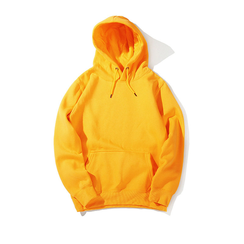 春秋毛圈纯色套头连帽卫衣可印图案空白抓绒秋冬加绒卫衣批发