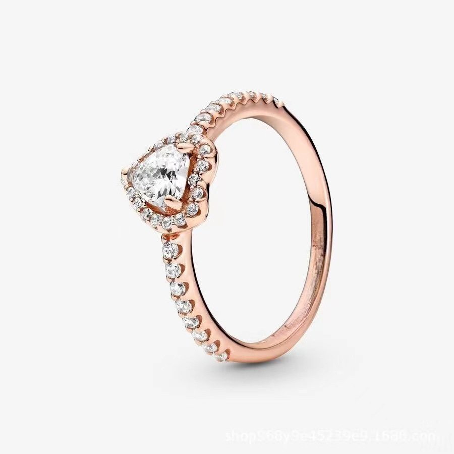 潘家新款白铜崇高的心典雅之心欢腾单石爱心戒指简约标志爱心轻奢