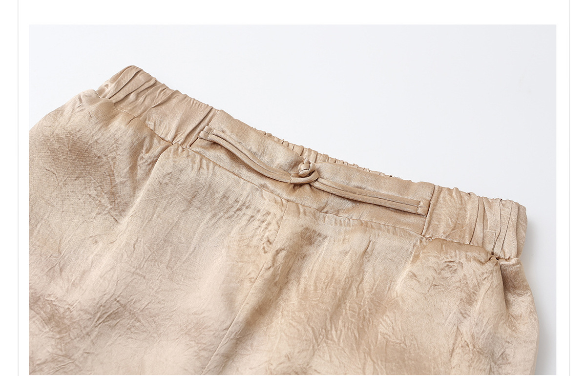 Quần dài nữ ống thẳng cạp cao chất liệu acetate phối polyester mỏng nhẹ — Màu vàng