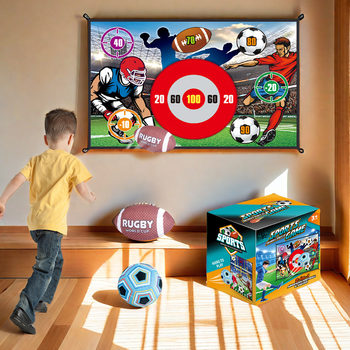 〖Border Amazon] Children's Football Indoor Backyard Throwing Target Game Mat Velcro Ball Set