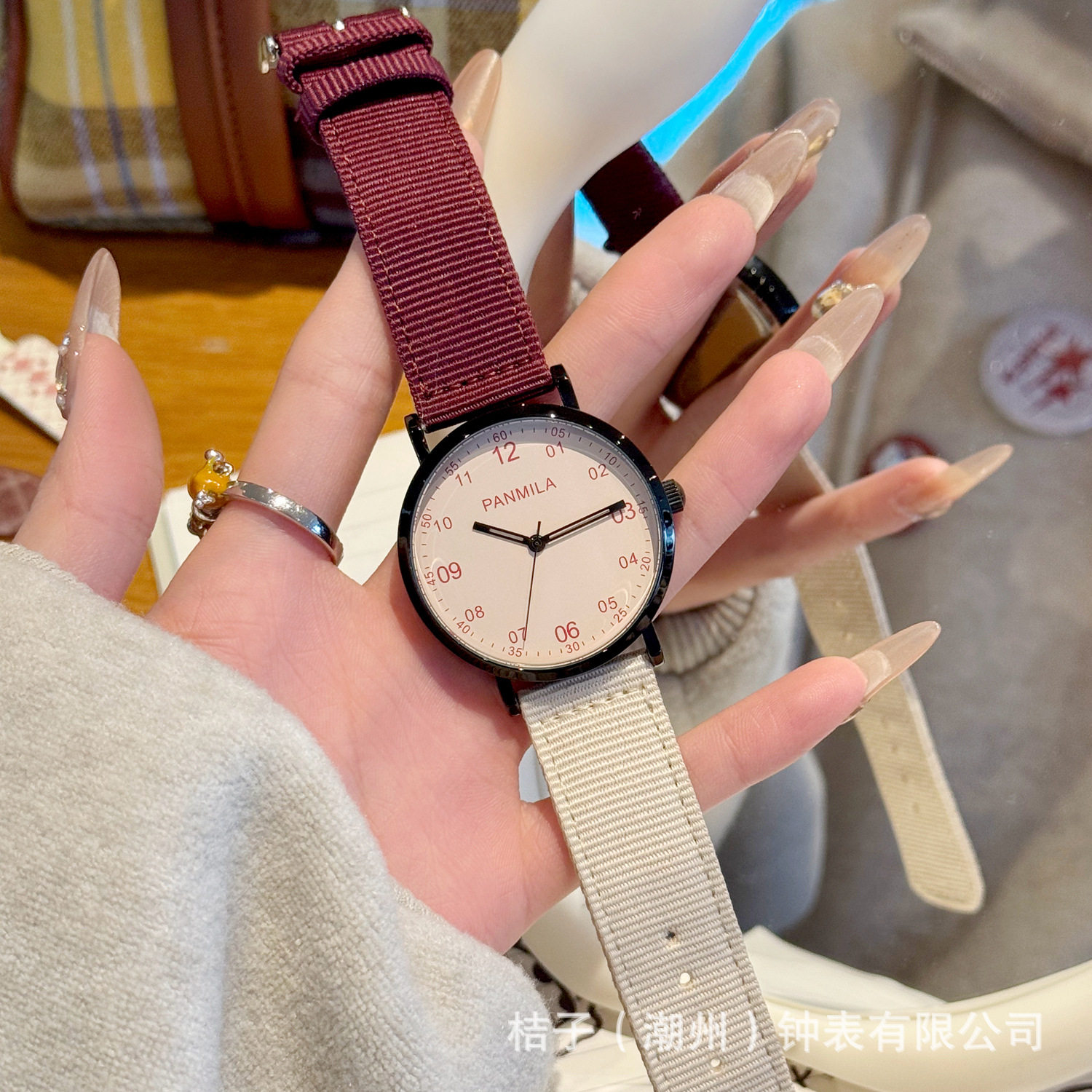 Pamela Anglia Red Couple Watch Women's Students Junior Senior high school Women ins Niche Girls High Color Value 0648