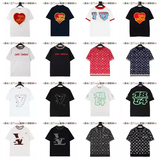 High-Quality Authentic Version. Lv Short-Sleeve 25 New Model Intarsia Jacquard Round-Neck Casual Sweater Short-Sleeve T-Shirt for Men and Women