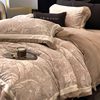 2 Classy American Thickeneded Milk Velvet Four-Piece Set with Carved Warm Coral Velvet Quilt Cover for Winter Double-Sided Velvet for Bed