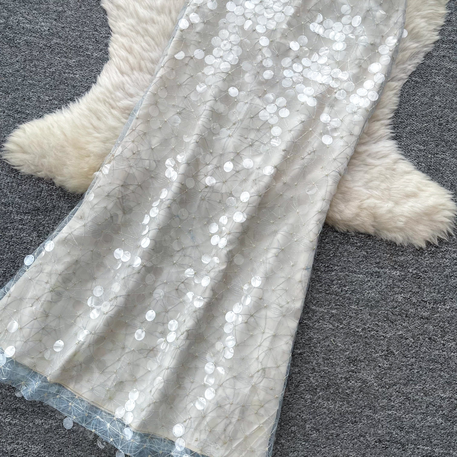 Elegant Two Piece Set High Quality Sequins Sheer Mesh Sophisticated Style Summer Fashion for Work and Leisure