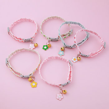 Ins wind princess lace flower cat collar soft adorable bell flower necklace dog collar pet jewelry wholesale