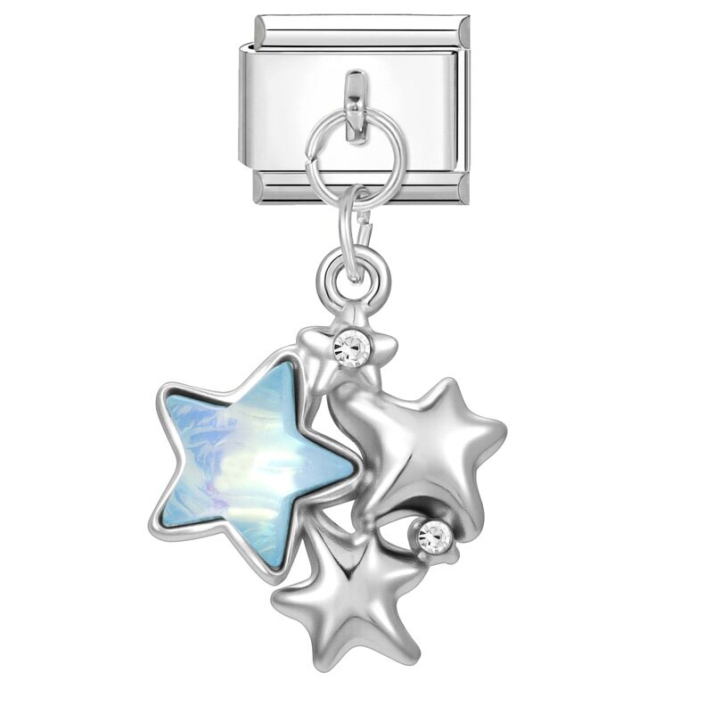 スチールボトムペンダント - ブルー五芒星