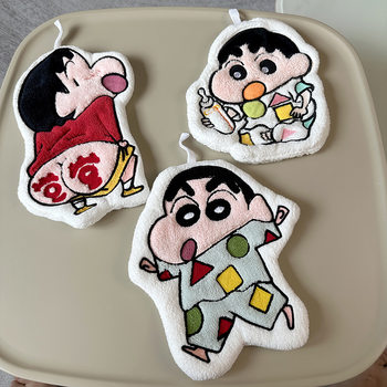 Cute Crayon Shin-Chan Hand Towel Hanging Super Absorbent Quick-Drying Towel Bathroom Thickeneded Handkerchief Kitchen