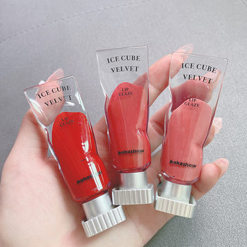 Kakashow Ice Cube Velvet Lip Glaze Long-Lasting Color Velvet Matte Lipstick Moisturizing Matte Not Easy to Stick Lip Gloss