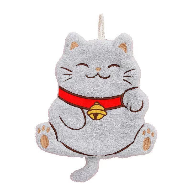 Lucid Cat Wall-mounted Convenient Hand Towel Cute Children's Toilet and Kitchen Dual-use Cartoon Towel for Hair
