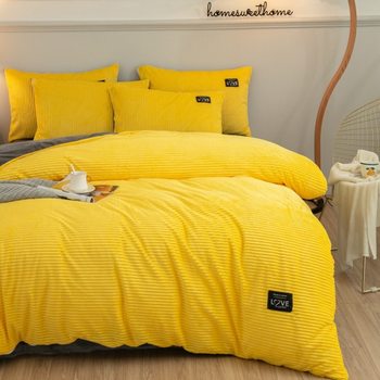 Foreign Trade Magic Velvet Four-Piece Bedding Set for Autumn and Winter, Thickened Coral Velvet Three-Piece Set, Flannel Bed Sheet, Duvet Cover, Milk Velvet