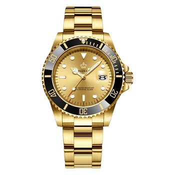 Men's Watch Golden Water Ghost Calendar High-End Simple Cross-Border Waterproof Stainless Steel Rotating Ring Student Sports Watch