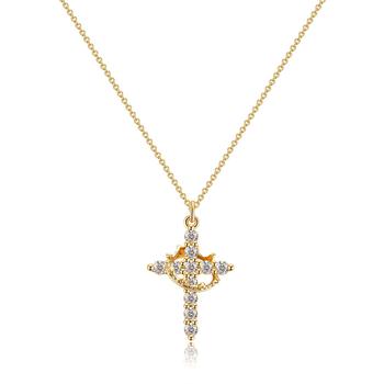 European and American Cross-border Hot-selling Crown Cross Pendant Women's Rotatable All-match Light Luxury Cross Necklace Clavicle Chain