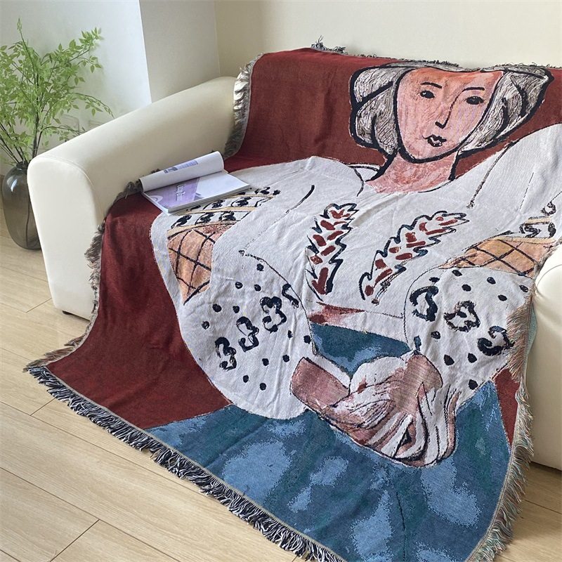 Big Handsome Wang Yi Heng Same Style Thread Blanket Leisure Blanket Sofa Towel Hanging Cloth Cover Cloth Carpet Bed End Blanket Matisse Blanket