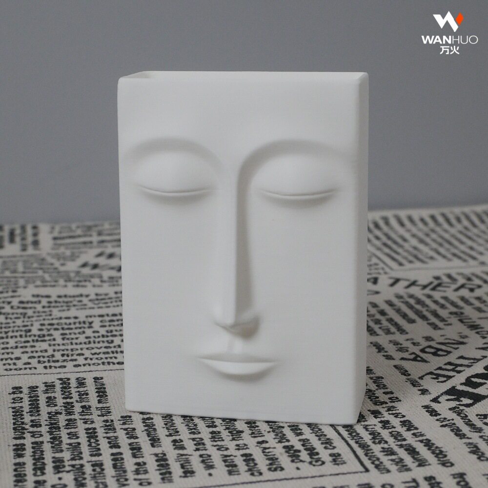 高级感艺术人脸花瓶软装家居装饰品摆件跨境热销3D打印笔筒摆件