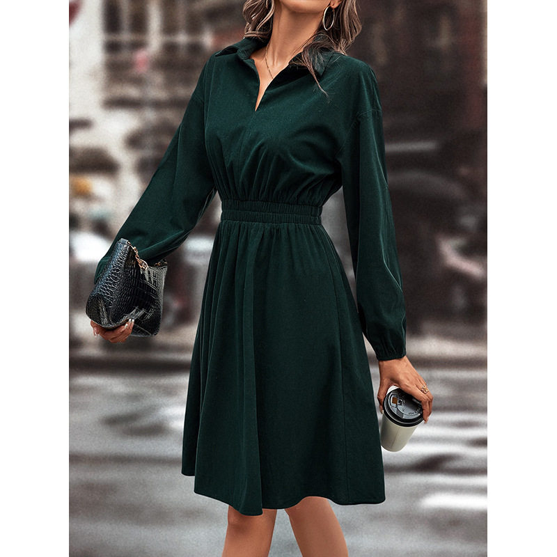 Elegant Slim Fit Solid Color Dress Womens Fashion European and American Style Casual or Formal Wear Wholesale