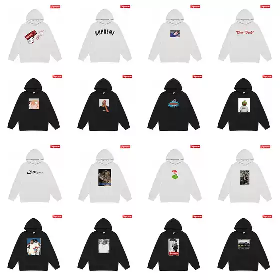 Supreme High-Quality American High Street Style Printed Box Loose Hoodie Pullover Terry Long-Sleeve Sweatshirt Jacket for Men