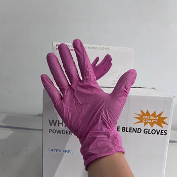 Pink Pvc Modified Nitrile Gloves for Household Use, Thickened Kitchen Wear-Resistant Disposable Nitrile Gloves, Bagged with 100 Pieces