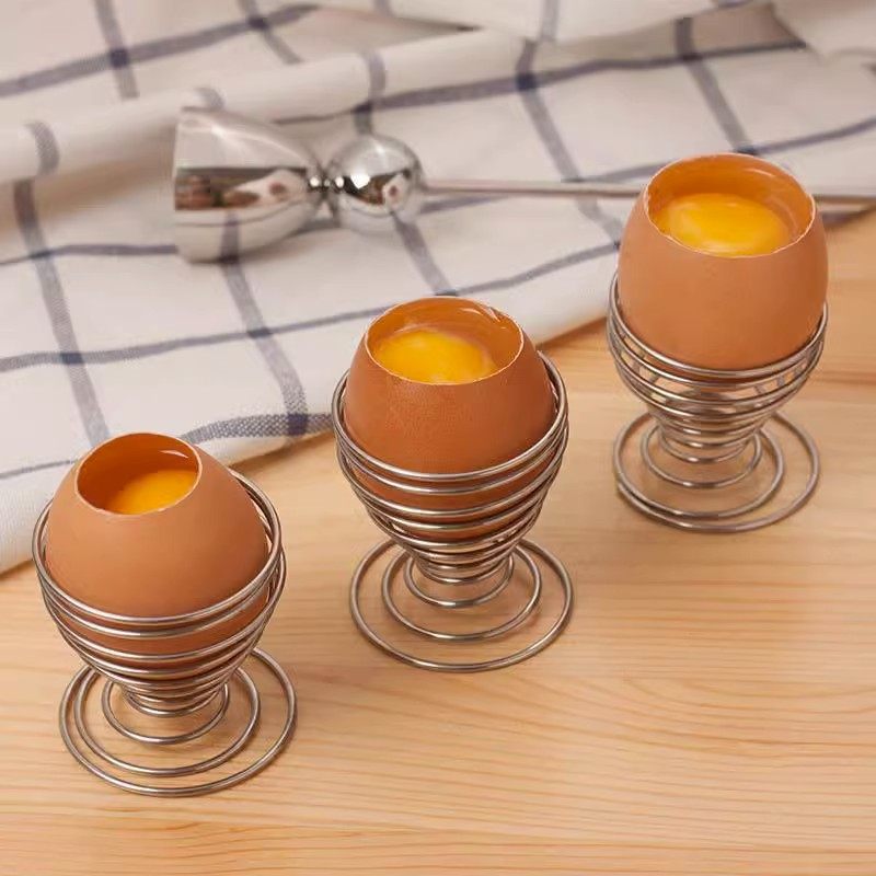 Stainless Steel Egg Holder Creative Spring Egg Holder Teppanyaki Steamed Egg Holder Beauty Makeup Egg Cup Molecular Gourmet Egg Holder