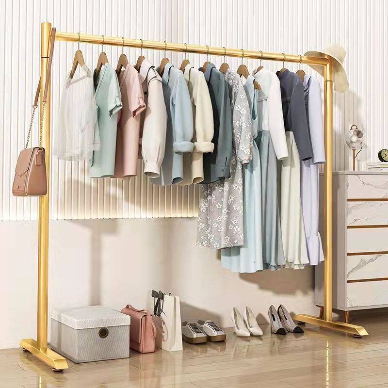 Household Balcony Clothes Hanger Indoor Clothes Drying Rack Dormitory Simple Single Pole Clothes Drying Rod Floor-Standing Vertical Coat Rack