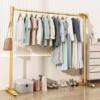 Household Balcony Clothes Hanger Indoor Clothes Drying Rack Dormitory Simple Single Pole Clothes Drying Rod Floor-Standing Vertical Coat Rack