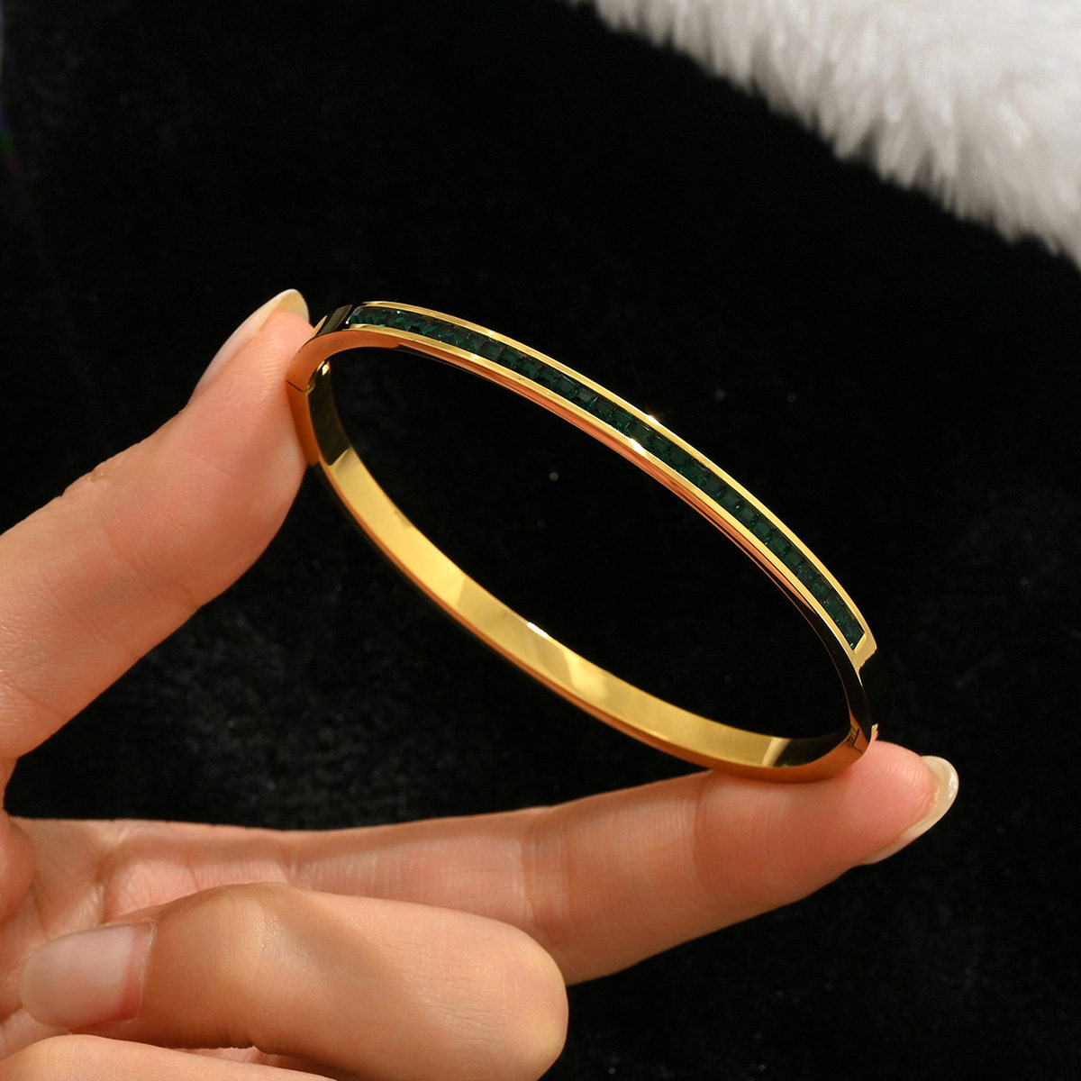 欧美热卖时尚不锈钢金色手镯不易褪色18K不锈钢首饰gold bangles