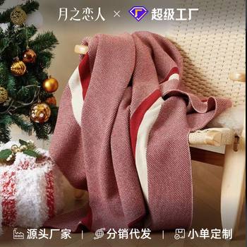 Red New Year Blanket Festive Wedding Blanket Sofa Blanket New Year Knitted Throw Blanket Bed Blanket Bed Runner Blanket