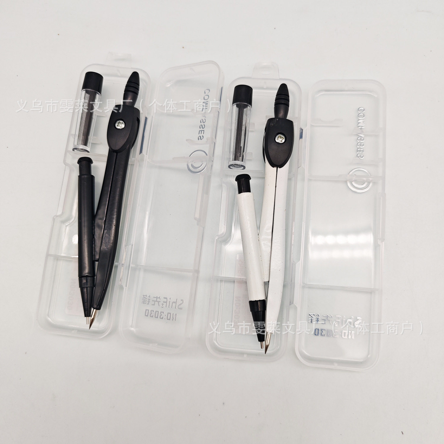 New Black and White Compass Set for Students, Creative Metal Circle Drawing Tools, Children's Lead and Zinc Stationery Supply