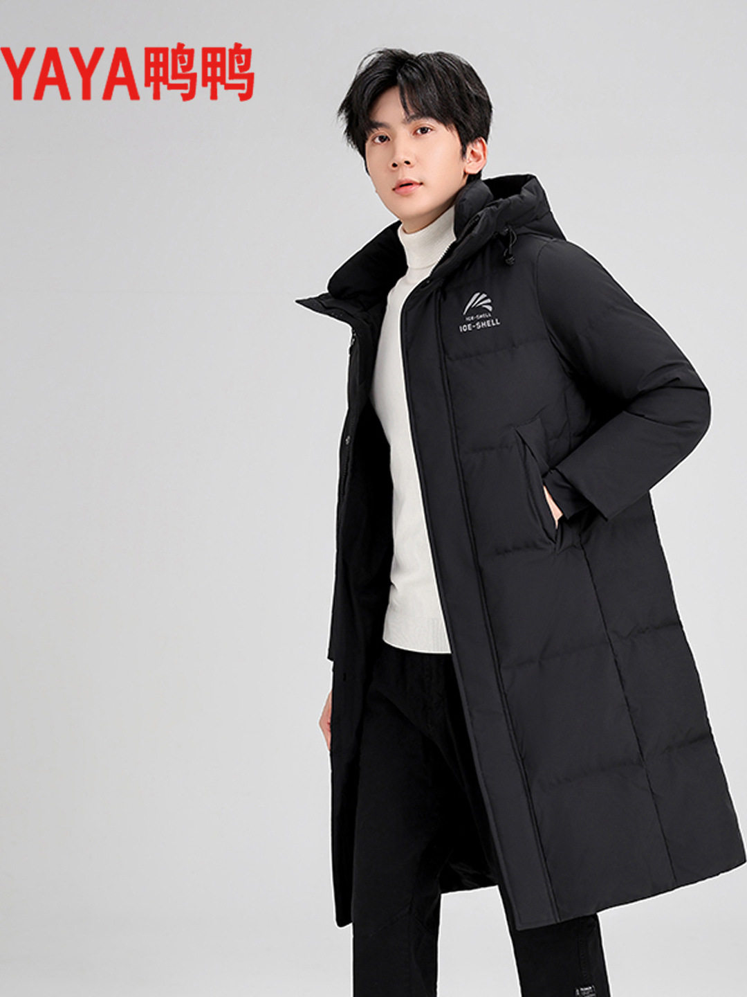 Wang Yibo's Same Style Duck Mid-Length down Jacket for Men and Women Couples 2025 Winter New Hooded Warm Jacket