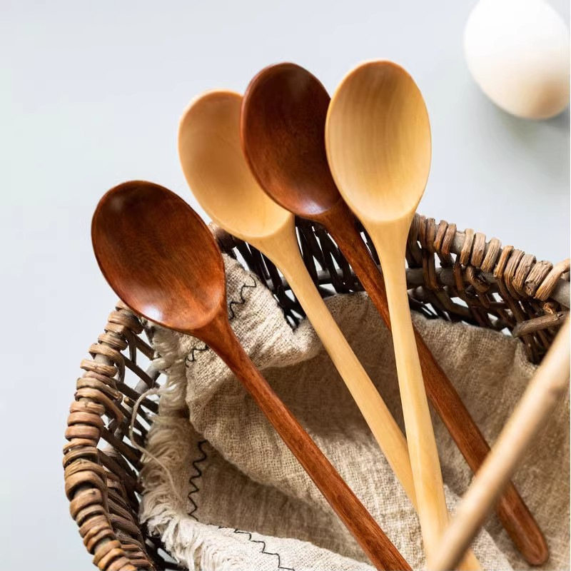 Japanese-style wooden spoon long handle spoon spoon spoon spoon spoon wooden soup spoon small size honey spoon tableware household eating