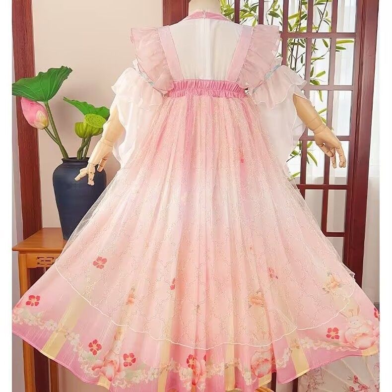 2025 New Hanfu Girls Summer Skirt Ancient Chinese Style Super Fairy dress Children's Ancient Tang Suit Summer
