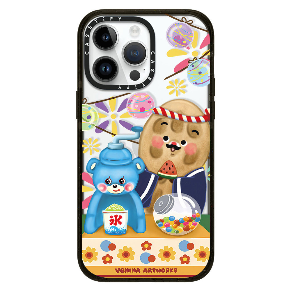 CASETi Transparent Illustrator Co-branded CENINA Candy Bear and Peanut Ice-eating Suitable for iPhone15Prom