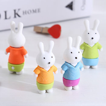 Wholesale Long-Eared Rabbit Eraser Cartoon Three-Dimensional Animal Eraser Primary School Students School Supplies Gifts Practical