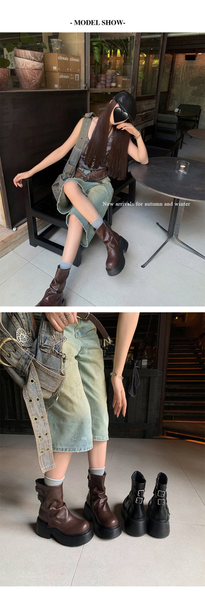 Boot nữ da bò cổ thấp gót xuồng khóa kéo bên hông — Lớp lót đơn màu đen, Lớp lót đơn màu nâu, Lót nhung đen, Lót nhung màu nâu