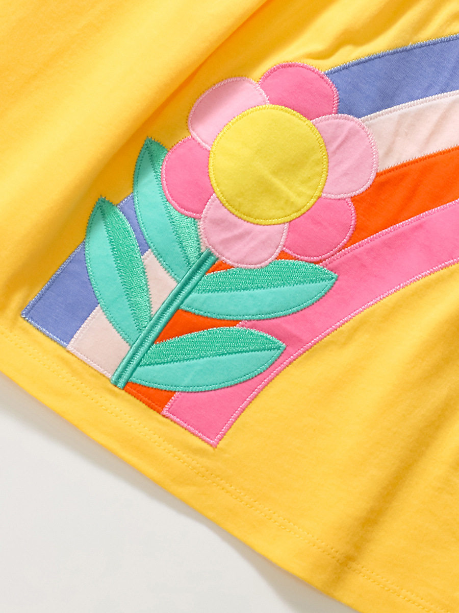 New Summer Pastoral Style Kids' Princess Dress, Cotton Short-sleeve Girls' Dress