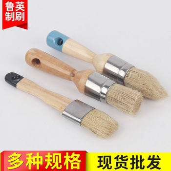Amazon Hot Selling Oval Head Wooden Handle Bristle Barbecue Paint Small Hair Brush Car Winger Details Brush Manufacturers