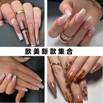 Cross-Border European and American Ins Style Wearable Nails High-End Autumn and Winter French Short Fake Nails Manicure Patches Wholesale