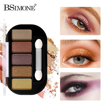 Cross-Border Exclusive Bsimone Five-Color Pearlescent Eyeshadow, Natural and Portable, Ins-Style Student Eyeshadow Palette with Fine Pearlescent Shimmer