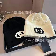 C Home Correct Letter Autumn and Winter Cold-proof Wool Hat Sweet Korean-style Out-of-the-box Internet Popular Trend in stock Solid Color Knitted Hat