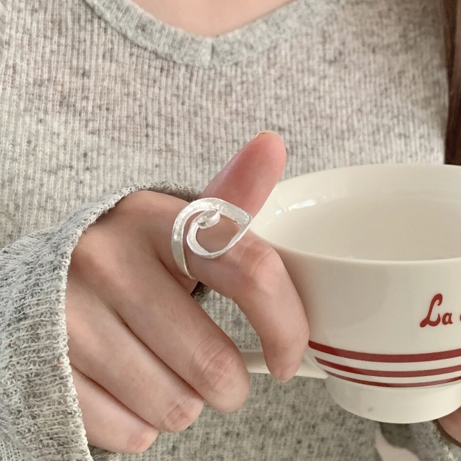 简约几何线条螺旋戒指女时尚设计感冷淡风开口指环旋涡环形食指戒