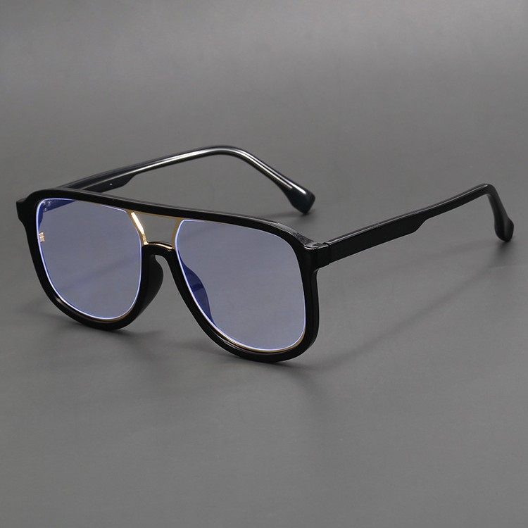 Retro fashion brand black frame glasses frame men's Korean-style double beam big face myopia can be equipped with degrees color changing anti-blue light female wholesale