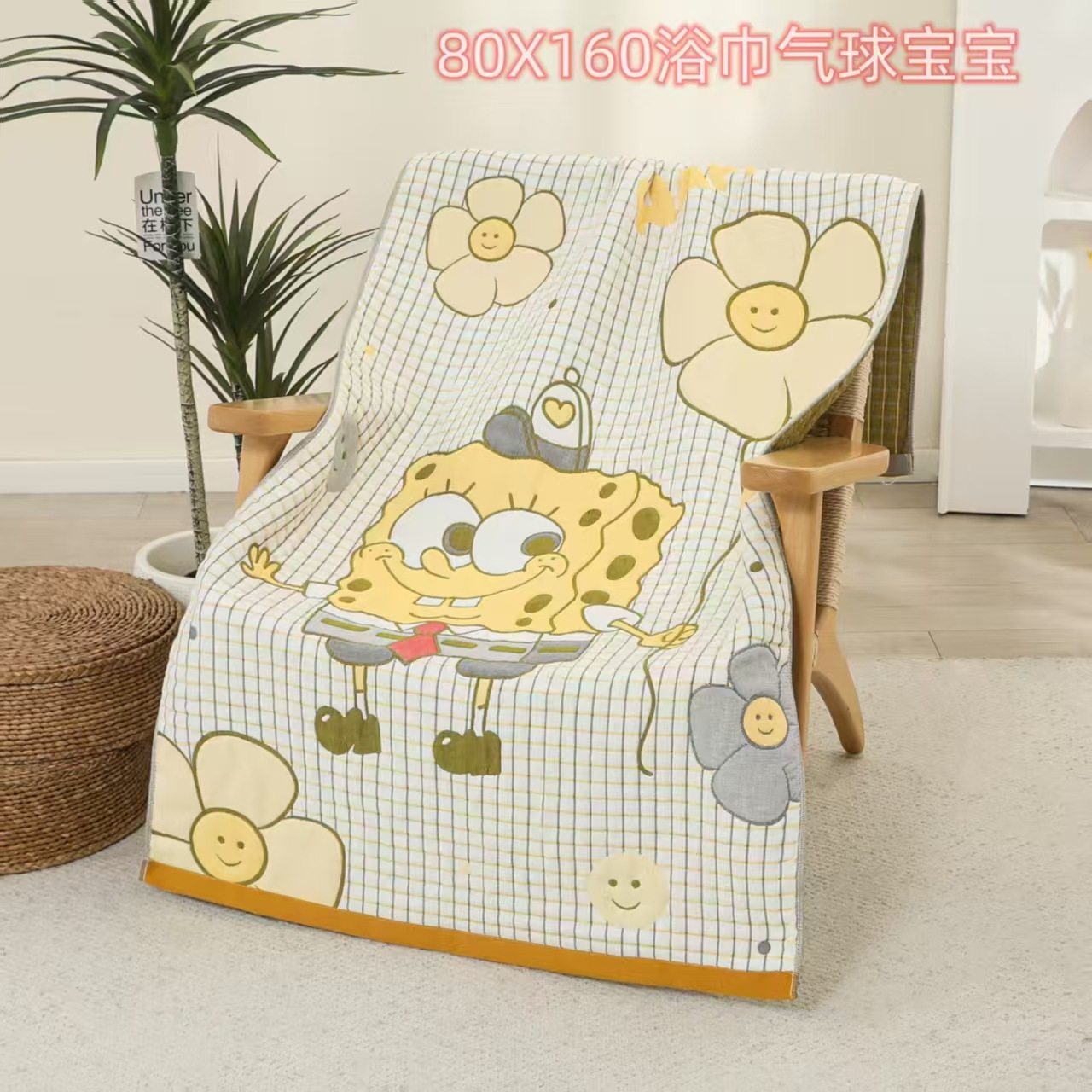 Thickened Bath Towel Pure Cotton Gauze Cartoon Household Absorbent Quick-drying No lint New Style All Cotton Large Towel Bath Wrap Towel