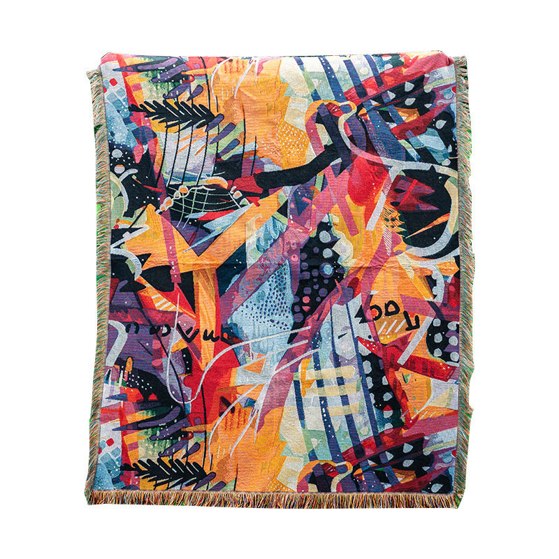 Cross-border picnic blanket wholesale graffiti art INS tapestry cover blanket jacquard woven blanket sofa towel line blanket custom
