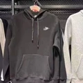Hooded sweatshirt with letter check embroidery spring and autumn style iron gray