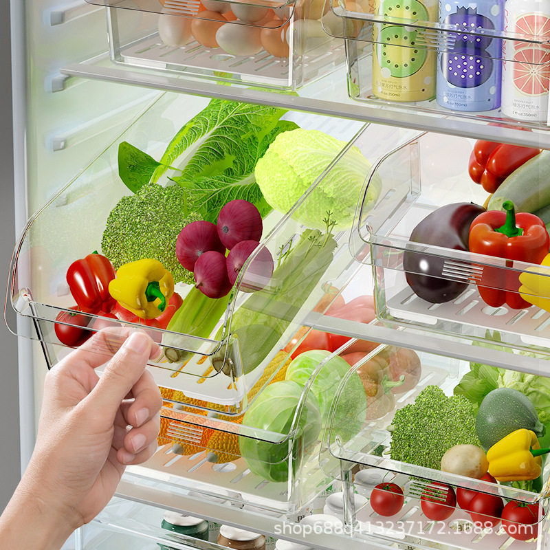 Pet Refrigerator Storage Box Drawer-Type Kitchen Storage Box Refrigerated Vegetable Egg Fruit Box Partitioning and Organizing
