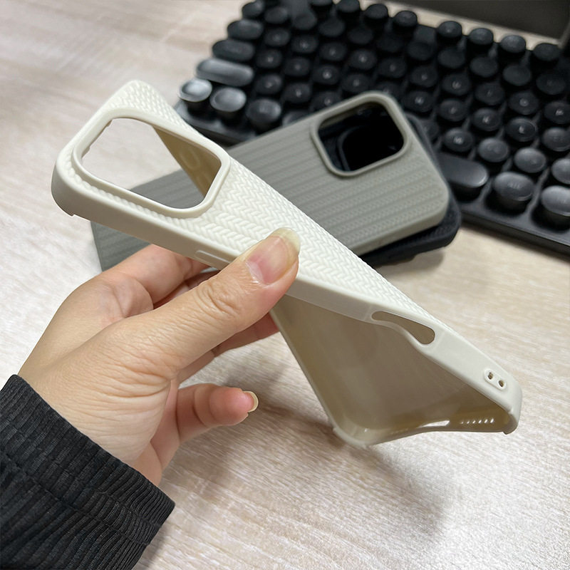 Simple and High-End 15 Suitable for iPhone 14 Apple Phone Case 17Pomax Woven 18 Knitted Pattern 16 Solid Color Case