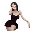 Hot Girl Cut Out Backless Waist Suspender Jumpsuit Pure Lusty Girly Slimming Look Pants Skirt Black Short Skirt Suit for Women