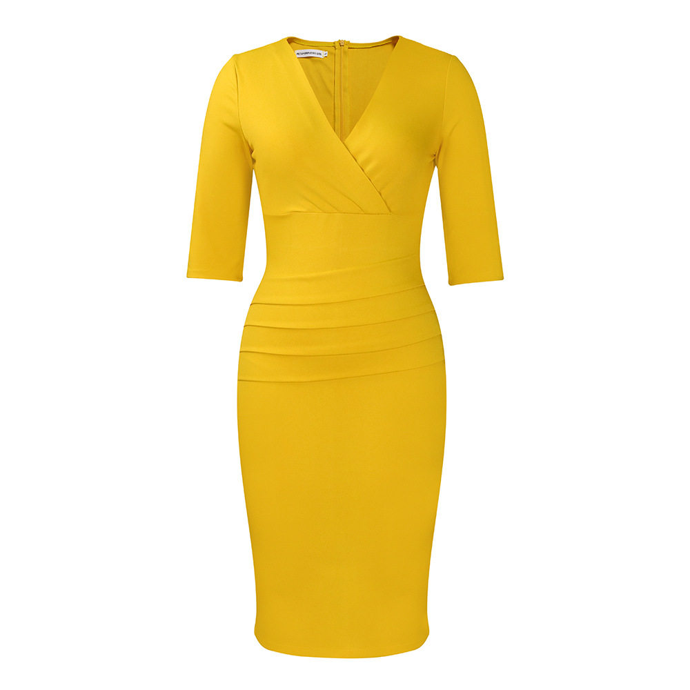 V Neck Bodycon Dress Elegant Style Plus Size Suitable for Office Wear Wholesale Availability