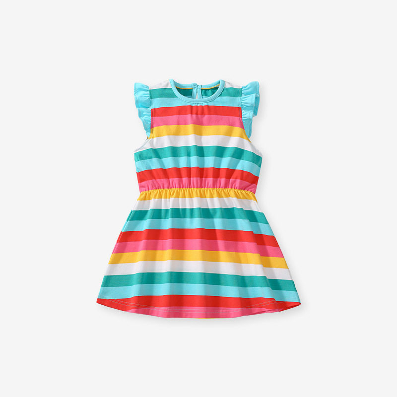 Summer Sleeveless Girls' Dress, Kids' Dress, New Striped Girls' Princess Dress