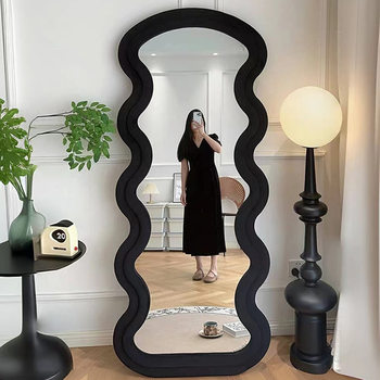Cross-Border Bedroom Home Floor-Standing Mirror Simple Dressing Mirror Clothing Store Fitting Mirror Wave Full-Length Mirror